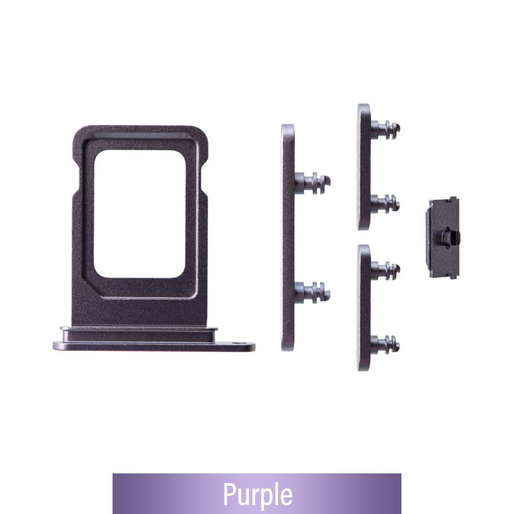 Single SIM Card Tray and Side Button for iPhone 14 / 14 Plus-Purple Single SIM Card Tray and Side Button for iPhone 14 / 14 Plus-Purple